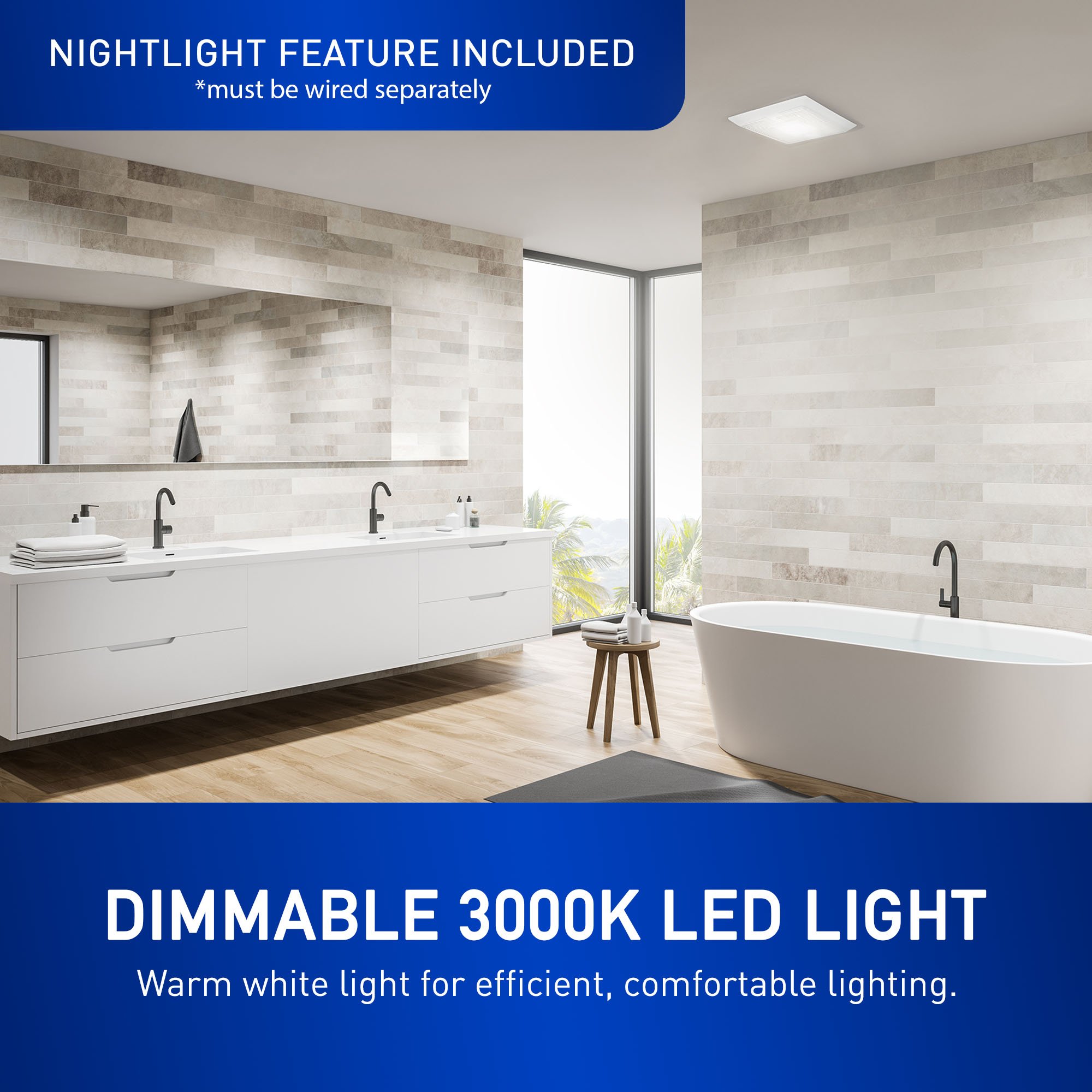 Whisper Remodel® DC Fan with LED Light and Humidity Sensor